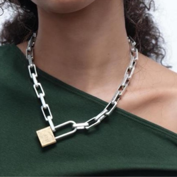 Zara Jewelry - Zara Gold and Silver Tone Padlock Chain Necklace New Retired